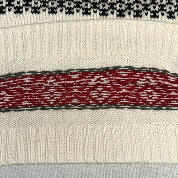 Talbots XL Ivory Red Nordic Fair Isle Wool Blend Knit Crewneck Sweater - Picture 13 of 15